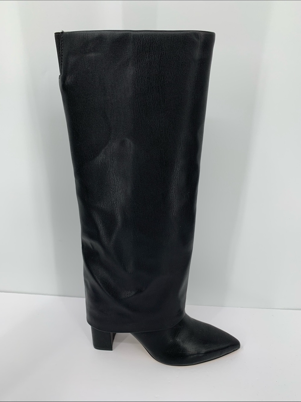 Marc Fisher Fadila2 tall knee high boots black foldover shaft heel shoe 7.5